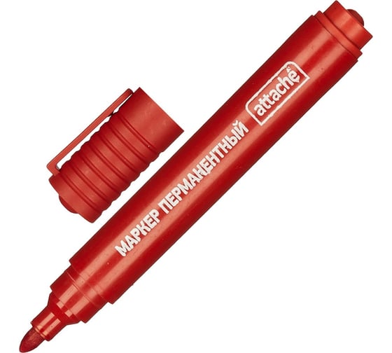 Изображение товара Перманентный маркер 12 шт в упаковке Attache Economy универсальный красный 2-3 мм 475788