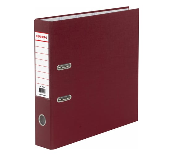 Изображение товара Папка-регистратор BRAUBERG с покрытием из ПВХ, 70 мм, бордовая 220892