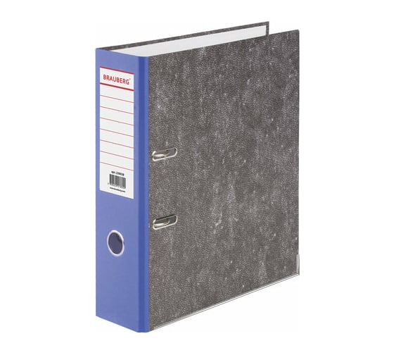 Изображение товара Папка-регистратор BRAUBERG усиленный корешок, мраморное покрытие, 80 мм, с уголком, синяя 228028