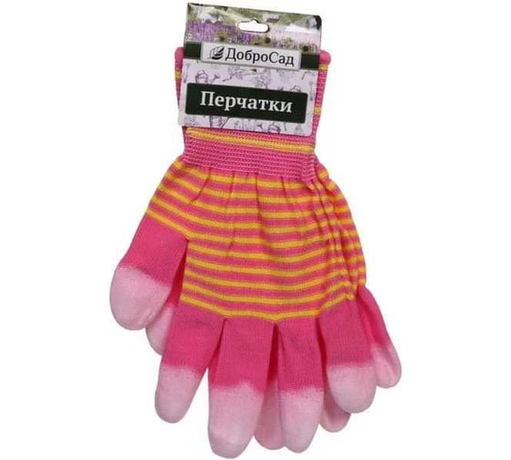 Изображение товара Перчатки нейлоновые Добросад "Аурэль" с покрытием облив пальцев, розовые 8 р-р 788-512