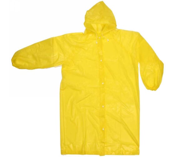 Изображение товара Дождевик-плащ Добросад Катрина 60 Мкрн 115см с капюшоном и завязками, на кнопках, желтый 786-350