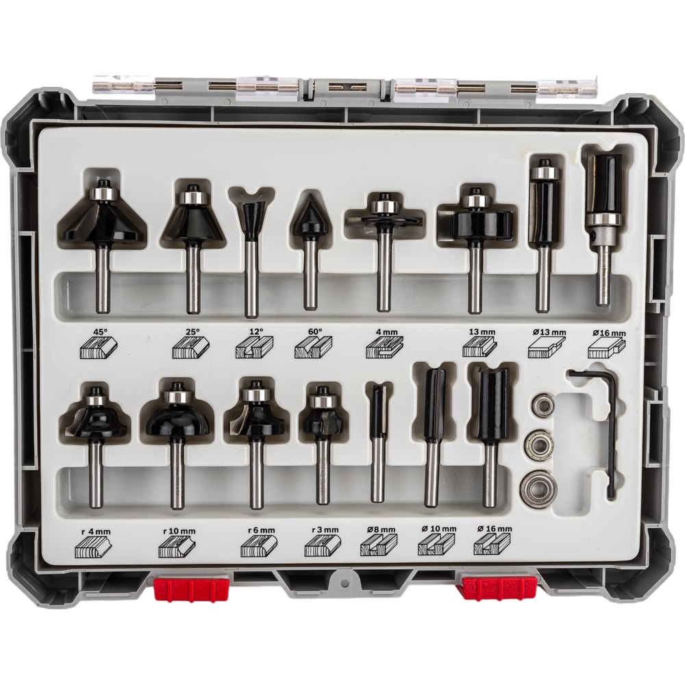 Изображение товара Набор фрез смешанный (15 шт; хвостовик 6 мм) Bosch 2607017471