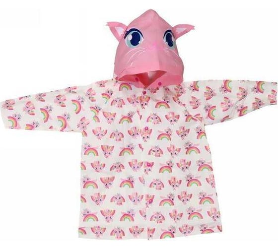 Изображение товара Дождевик-плащ Добросад "Волшебные звери-Радужный котенок" с капюшоном, на кнопках, р. M(57*42см) 835-879