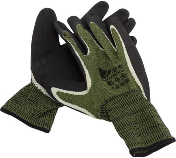 Изображение товара Перчатки нейлоновые с 2-х слойным вспененым резиновым обливом Добросад зеленые, р. 8 788-655