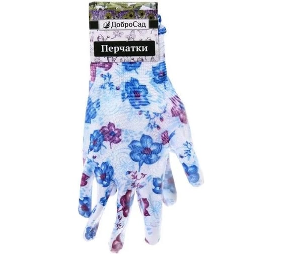 Изображение товара Перчатки нейлоновые Добросад "Фантазия-Лунный цветок" с ПВХ покрытием полуоблитые, р.8 788-367