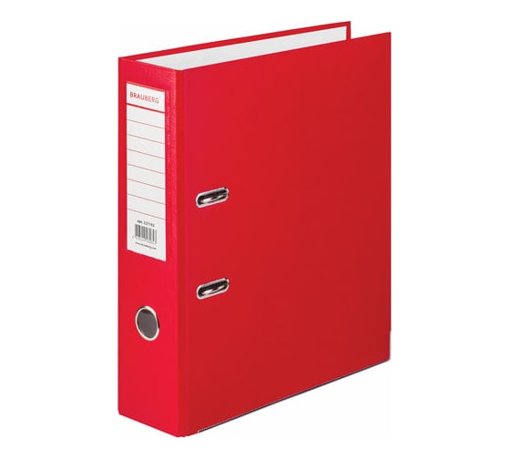 Изображение товара Папка-регистратор с покрытием из ПВХ BRAUBERG 80 мм, с уголком, красная, удвоенный срок службы 227192