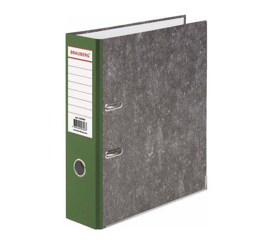 Изображение товара Папка-регистратор BRAUBERG с мраморным покрытием, 75 мм, зеленый корешок 220990