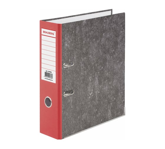 Изображение товара Папка-регистратор BRAUBERG с мраморным покрытием, 80 мм, красный корешок 220988