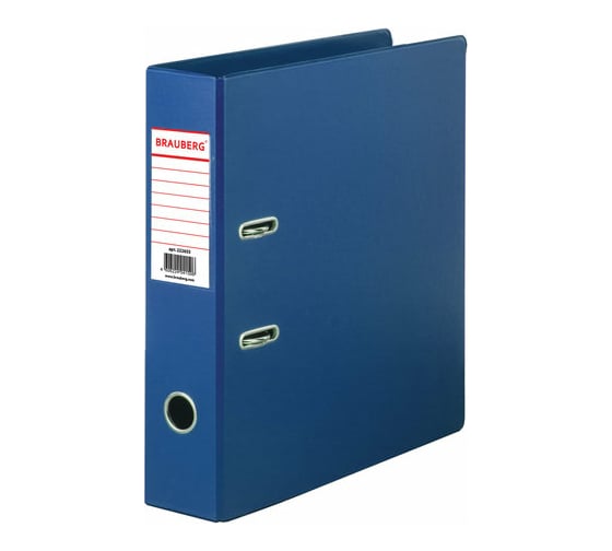 Изображение товара Папка-регистратор BRAUBERG с двухсторонним покрытием из ПВХ, 70 мм, синяя 222655