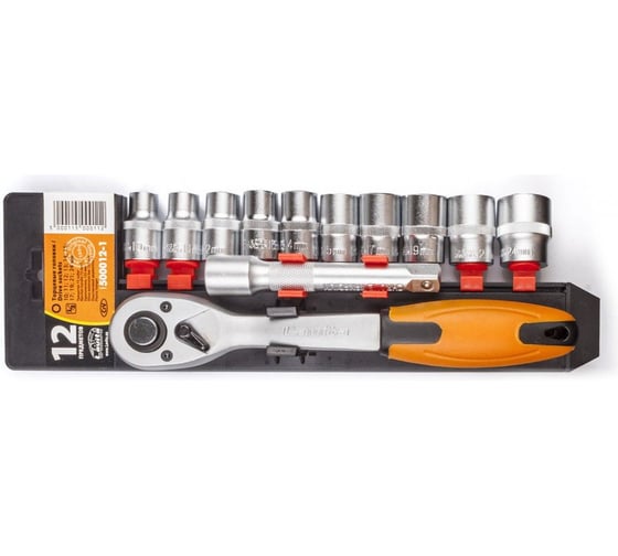 Изображение товара Набор головок с трещоткой и удлинителем LAVITA квадрат 1/2", 12 единиц LA 500012-1