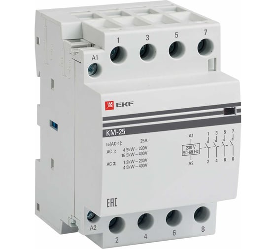 Изображение товара Модульный контактор EKF КМ, 25А 4NО (3 мод.) PROxima km-3-25-40