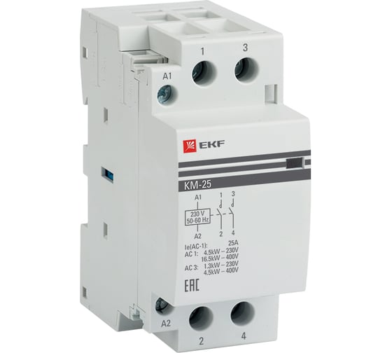 Изображение товара Модульный контактор EKF КМ, 25А 2п 220В 2НО km-2-25-20