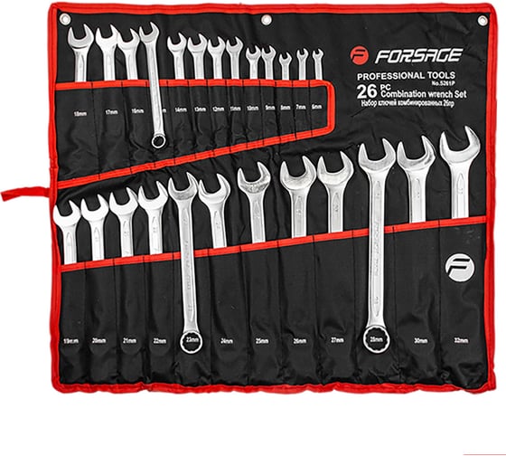 Изображение товара Набор ключей Forsage комбинированных 25пр. (6-30, 32мм) на полотне F-5261P(5452)