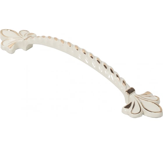 Изображение товара Мебельная металлическая ручка скоба AKS MILK 128 золото/белый 45281