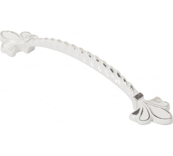 Изображение товара Мебельная металлическая ручка скоба AKS MILK 128 серебро/белый 45291