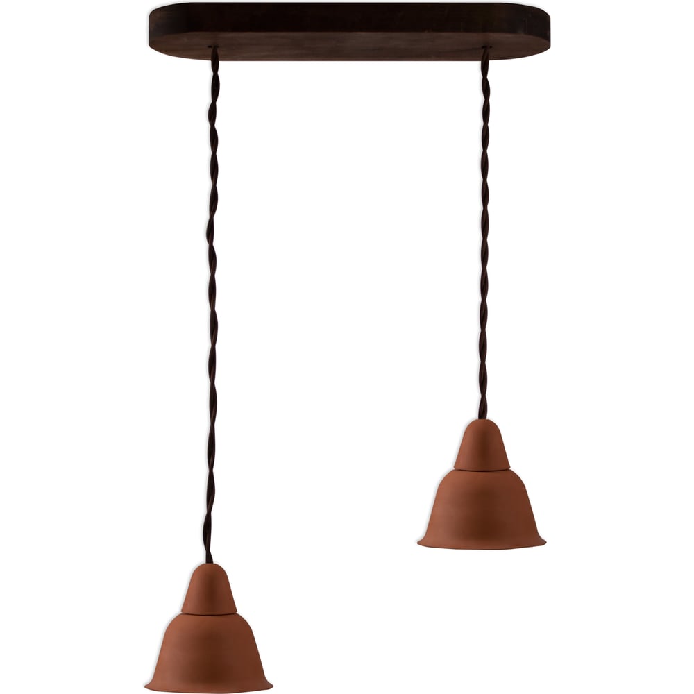Изображение товара Светильник Bironi Кампана подвесной 2 плафона коричневый керамика дерево винтаж