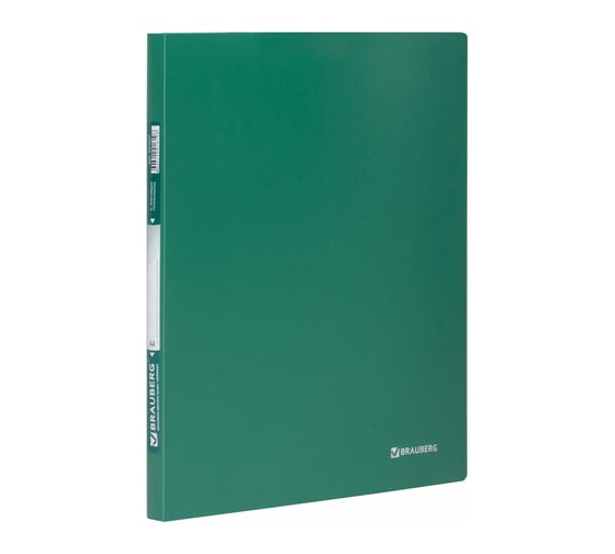 Изображение товара Папка BRAUBERG Стандарт с боковым металлическим прижимом, зеленая, до 100 листов, 0.6мм 221627
