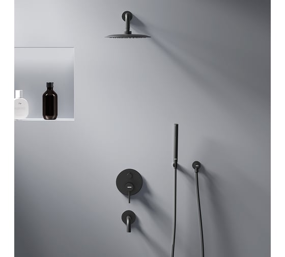 Изображение товара Встраиваемая душевая система Damixa Scandinavian Pure с ванно-душевым смесителем и изливом, чёрный 936510300