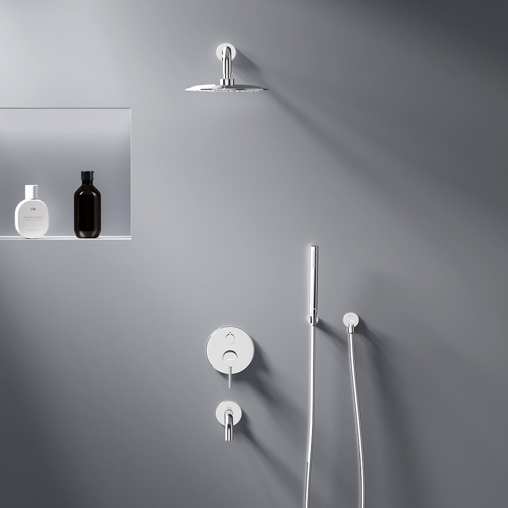 Изображение товара Встраиваемая душевая система Damixa Scandinavian Pure с ванно-душевым смесителем и изливом, хром 936510000