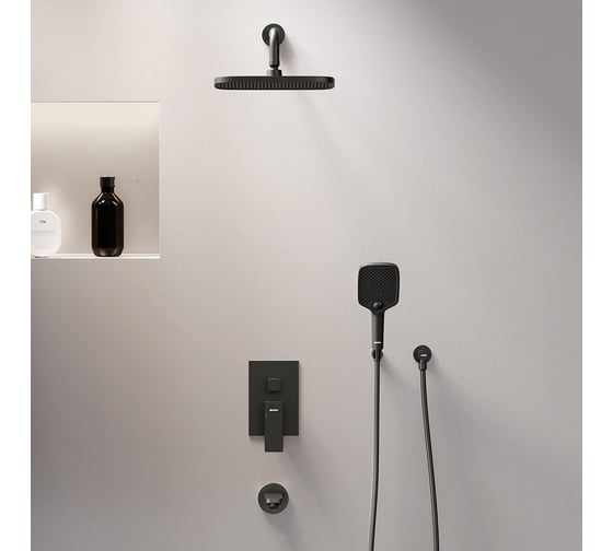 Изображение товара Встраиваемая душевая система Damixa Gala со смесителем и изливом, чёрный 953510300