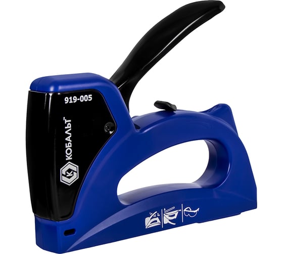 Изображение товара Степлер механический КОБАЛЬТ скобы 6-14 мм, тип 53, корпус из АВС-пластика, мет. крышка, регулятор удара, индикатор перезарядки 919-005