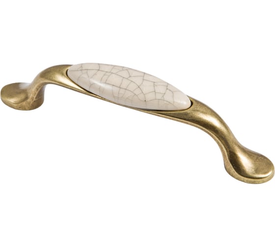 Изображение товара Мебельная металлическая ручка скоба AKS UP19 с керамической вставкой 96 старое золото/битый кафель 75713