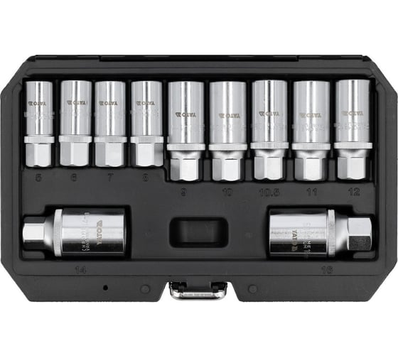 Изображение товара Набор шпильковертов-головок для снятия штифтов YATO 6-12 мм 3/8"&1/2" 11 шт YT-06201