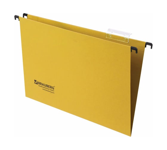 Изображение товара Подвесные папки BRAUBERG Foolscap А4, 406x245 мм, до 80 листов, КОМПЛЕКТ 10 шт., желтые 231794