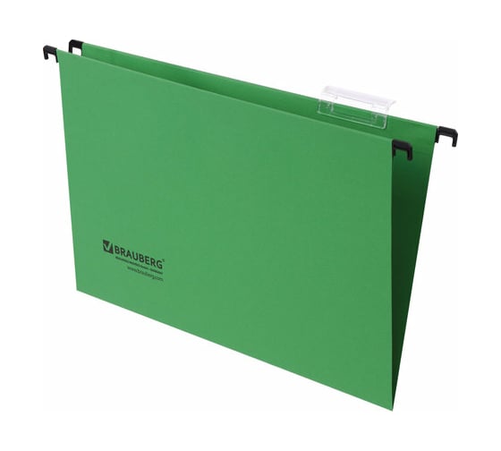 Изображение товара Подвесные папки BRAUBERG Foolscap А4, 406x245 мм, до 80 листов, КОМПЛЕКТ 10 шт., зеленые 231795