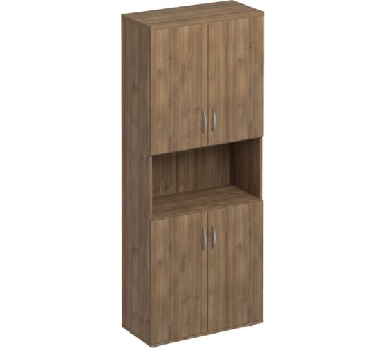 Изображение товара Шкаф для документов закрытый 4-дверный с нишей 80x38x200 "Комфорт" Юнитекс, дуб шамони тёмный, К.374_ШТ