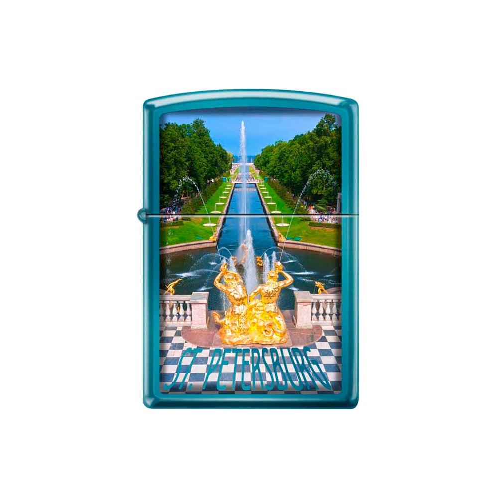 фото Зажигалка zippo петергофский фонтан, с покрытием sapphire, 38x13x57 мм, 20446 petrodvorets