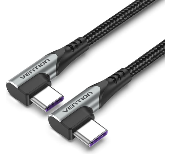 Изображение товара Кабель VENTION USB 2.0 CM/CM угловой - 1м. Серый 5А PD100W TANHF