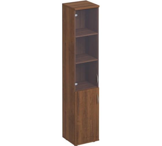 Изображение товара Шкаф для документов Юнитекс Комфорт узкий со стеклом 40_38_200, орех французский К.381_ОФ