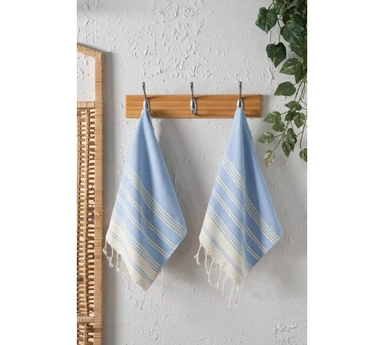 Изображение товара Набор полотенец Arya Home Arya с бахромой, 38x68, 2 шт., Zigzag светло-синий 8680943226204