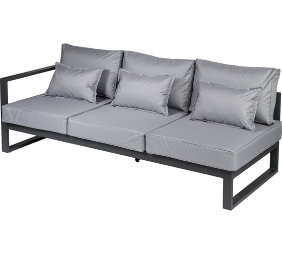 Изображение товара Диван садовый из алюминия Callisto mobili Лагуна трехместный, левый, с правым подлокотником, серый/антрацит G401.9Е10