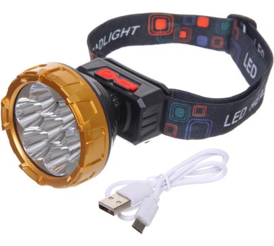 Изображение товара Фонарь налобный Турист мастер 4 режима, 7LED, аккумуляторная батарея 500mAh USB 208-7 855-348