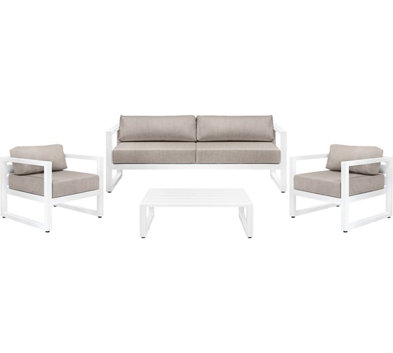 Изображение товара Набор садовой мебели GreenWeen CAPRI белый/серо-коричневый, 4 предмета: диван, 2 кресла, столик GW-AL-CAPRI-W-S4A