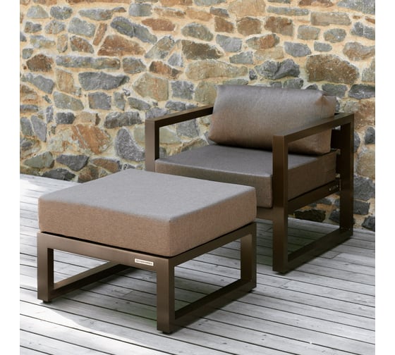 Изображение товара Набор садовой мебели GreenWeen CAPRI коричневый, 2 предмета: кресло, пуф GW-AL-CAPRI-BROWN-S1B