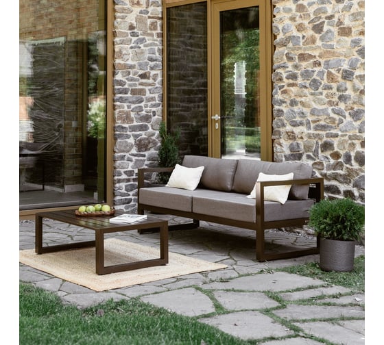 Изображение товара Набор садовой мебели GreenWeen CAPRI коричневый, 2 предмета: диван, столик GW-AL-CAPRI-BROWN-S2A