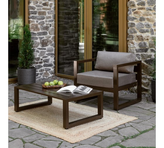 Изображение товара Набор садовой мебели GreenWeen CAPRI коричневый, 2 предмета: кресло, столик GW-AL-CAPRI-BROWN-S1A