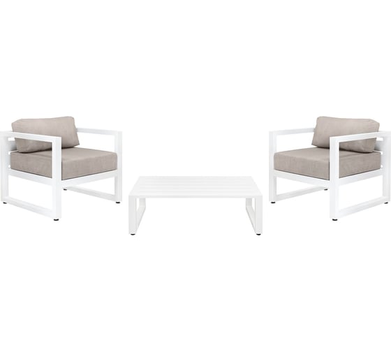 Изображение товара Набор садовой мебели GreenWeen CAPRI белый/серо-коричневый, 3 предмета: 2 кресла, столик GW-AL-CAPRI-W-S2B