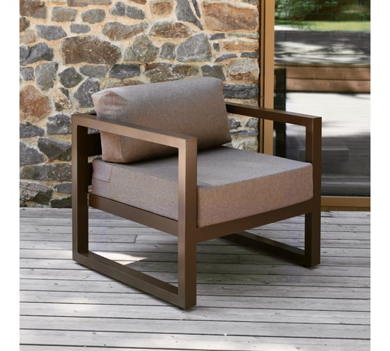 Изображение товара Кресло уличное GreenWeen CAPRI каркас алюминий, коричневый, подушки рогожка, коричневый, 800x750x770 мм GW-AL-CAPRI-CH-800BROWN