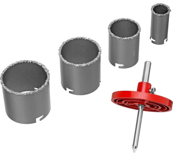 Изображение товара Набор коронок 33-73 мм, 6 предметов, по плитке, гипроку, газобетону, ВК8 карбид-вольфрама Diamond Industrial DIDCARB3373