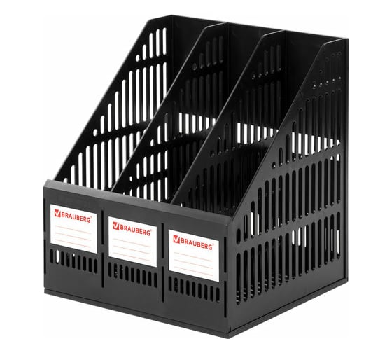 Изображение товара Вертикальный лоток для бумаг BRAUBERG SMART-MAXI 3 отделения, сетч., сборны. черный 231525