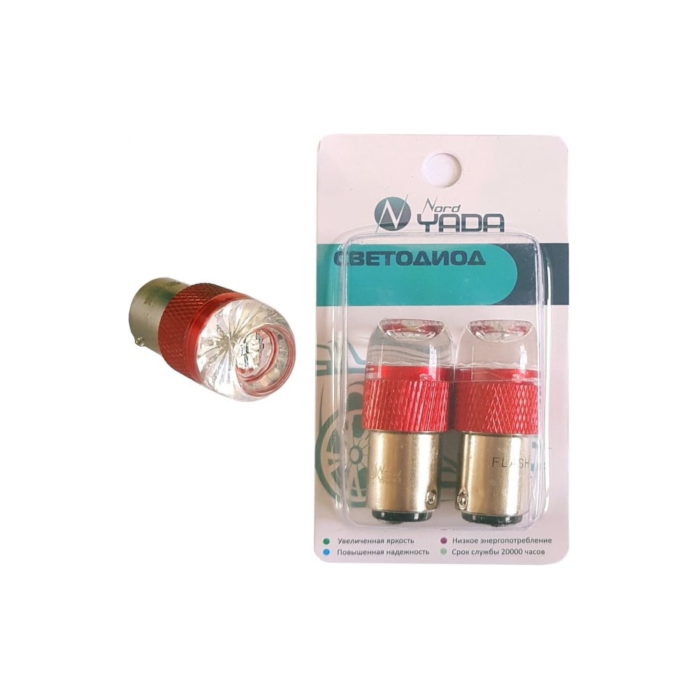 Изображение товара Светодиод Nord-Yada 1157-3030-6SMD 12V 6W мигающий красный стоп сигнал