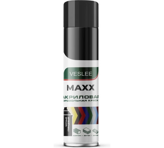 Изображение товара Аэрозольная краска Veslee MAXX 650мл черный глянцевый RAL 9005 VX9005