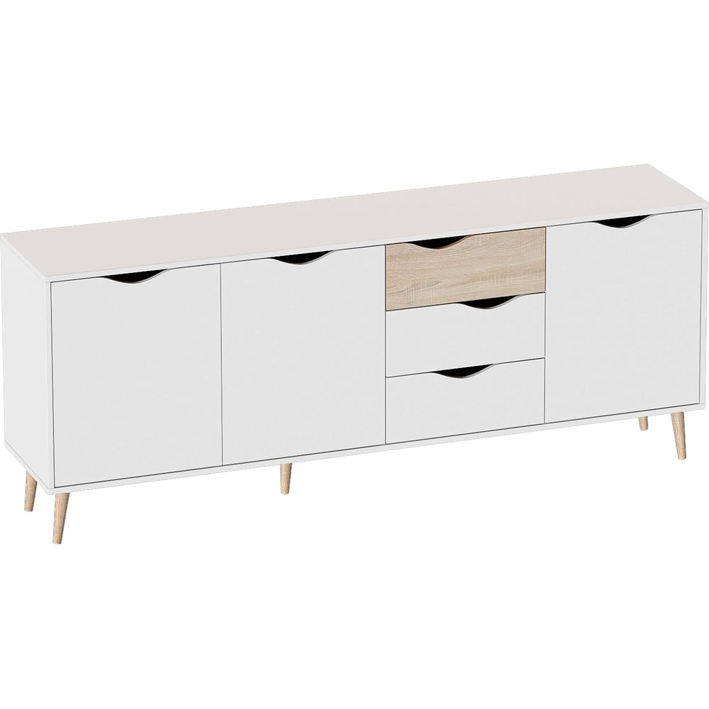 Изображение товара Комод Мебельград 1.95 Соната для гостиной белый дуб сонома минимализм стильный