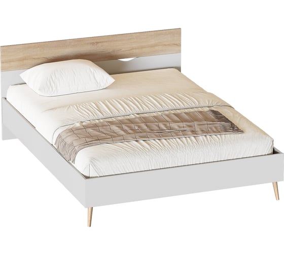 Изображение товара Спальня кровать Мебельград Соната 1600 Белый фон/дуб сонома 70451