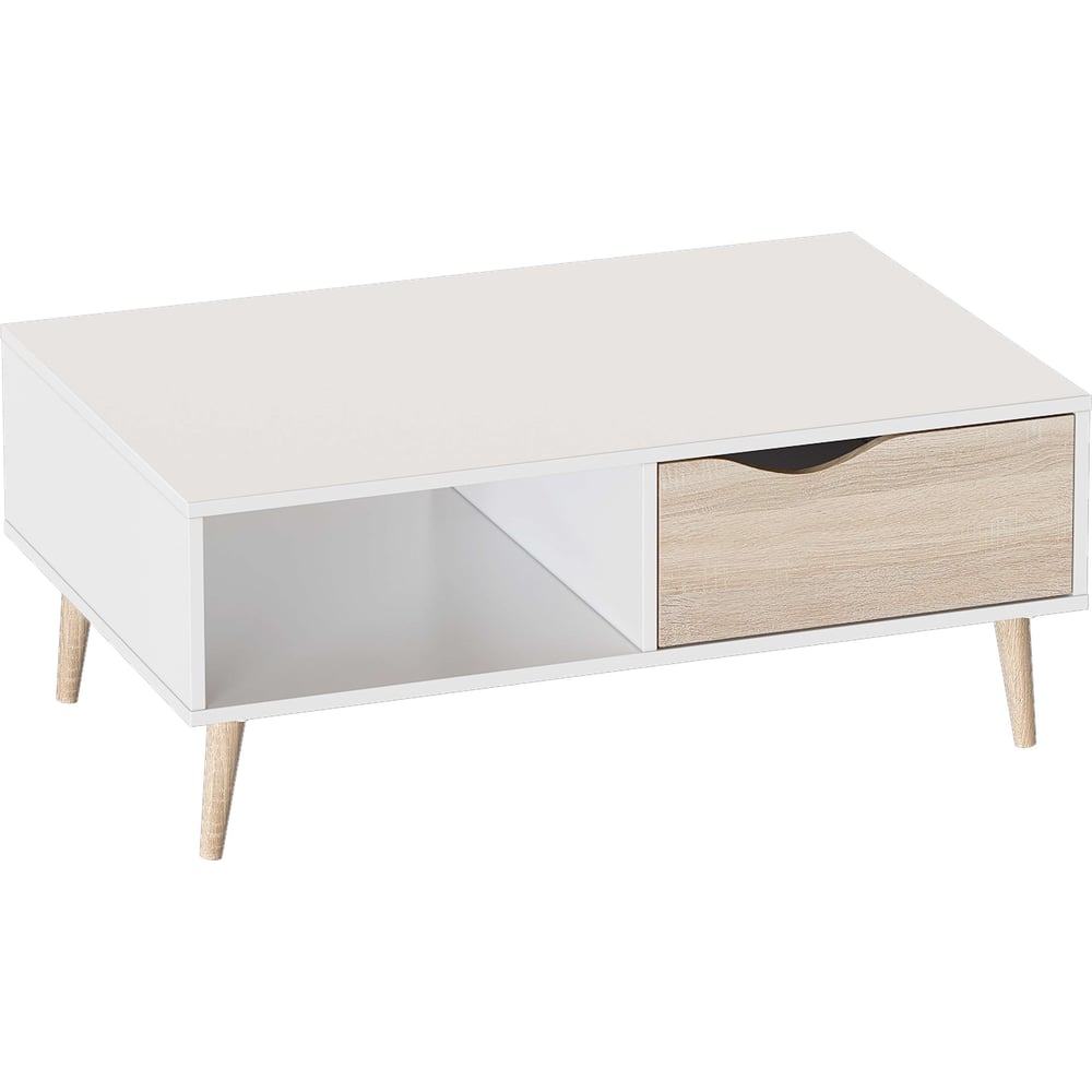 Изображение товара Стол журнальный Мебельград Соната современный прямоугольный белый дуб сонома