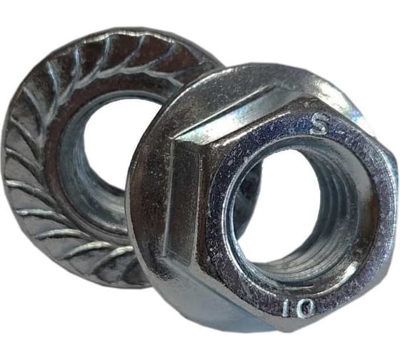 Изображение товара Гайка ZAMETAL с фланцем М10x10.0, DIN 6923 оц., с насеч., уп. 150 шт. ZA073813